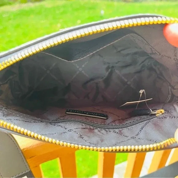 Michael Kors Cindy Dome Crossbody Bag Black White Logo Print Web Strap NWT - Picture 6 of 6